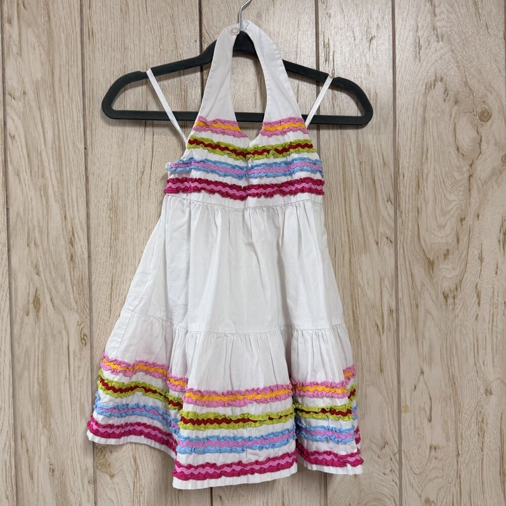 Blueberi Boulevard White Ruffle Tiered Girls Halter Dress 3T